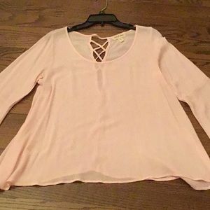 Cloth & Stone lattice back , bell sleeve top